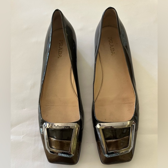 Prada Shoes - PRADA Vintage Milano Two Tone Patent Leather Flats,Brown/Black,Size 41 (10.5-11)